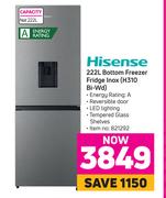 Hisense 222L Bottom Freezer Fridge Inox H310 BI-WD
