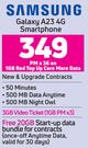 Samsung Galaxy A23 4G Smartphone- On 1GB Red Top Up Core More Data