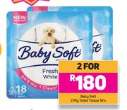 Baby Soft 2 Ply Toilet Tissue-For 2 x 18's