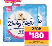 Baby Soft 2 Ply Toilet Tissue-For 2 x 18's