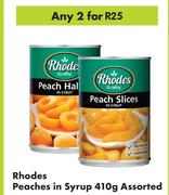 Rhodes Peaches In Syrup Assorted-For 2 x 410g