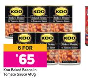Koo Baked Beans In Tomato Sauce-For 6 x 410g