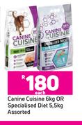 Canine Cuisine 6kg Or Specialised Diet 5.5kg Assorted-Each 
