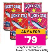 Lucky Star Pilchards In Tomato Or Chilli Sauce-For Any 4 x 400g