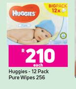 Huggies 12 Pack Pure Wipes-256's Each               
