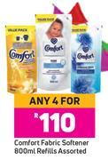 Comfort Fabric Softener Refills Assorted-For Any 4 x 800ml