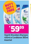 Head & Shoulders Shampoo 400ml Or Conditioner 360ml Assorted