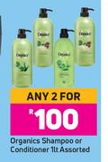 Organics Shampoo Or Conditioner Assorted-For Any 2 x 1L