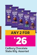 Cadbury Chocolate Slabs Assorted-For Any 2 x 80g