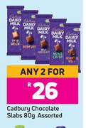 Cadbury Chocolate Slabs Assorted-For Any 2 x 80g