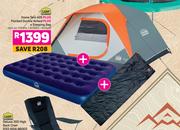 Campmaster Dome Tent 405 Plus Flocked Double Airbed Plus A Sleeping Bag