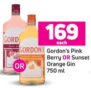 Gordon's Pink Berry Or Sunset Orange Gin-750ml Each