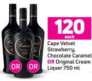 Cape Velvet Strawberry, Chocolate Caramel Or Original Cream Liqueur-750ml Each