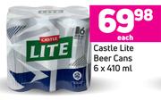 Castle Lite Beer Cans-6 x 410ml Each