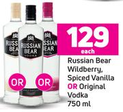 Russian Bear Wildberry, Spiced Vanilla Or Original Vodka-750ml Each