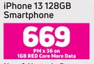 Apple iPhone 13 128GB Smartphone-On 1GB Red Core More Data