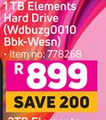 WD 1TB Elements Hard Drive WDBUZG0010 BBK-WESN