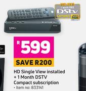 DSTV HD Single View Installed + 1 Month DSTV Compact Subscription