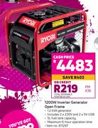 Ryobi 1200W Inverter Generator Open Frame