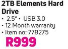 WD 2TB Elements Hard Drive