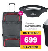 Travelwize 100L Red Sandwich Bag Plus Volkano Jumpstart Moon Bag-For Both