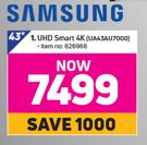 Samsung 43" UHD Smart 4K UA43AU7000