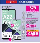 2 x Samsung Galaxy A22 5G Smartphone-On 2GB Red Top Up Core More Data + On Promo 65