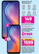 2 x Tecno Spark 6 Go 4G Smartphone-On Red Flexi 125 + On Promo 65