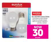 Eurolux 6W LED A60 Classic Globe-Per pack