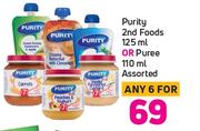 Purity 2nd Foods 125ml Or Puree 110ml Assorted-For 6