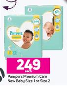 Pampers Premium Care New Baby Size 1 Or Size 2-Each