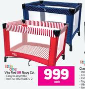 Little One Vito Red Or Navy Cot-Each
