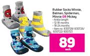 Rubber Socks Winnie, Batman, Spiderman, Minnie Or Mickey-Each