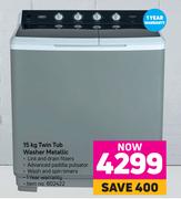 Defy 15Kg Twin Tub Washer Metallic