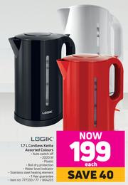 Special Logik 1.7L Cordless Kettle Assorted Colours-Each — m