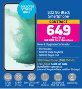Samsung Galaxy S22 5G Black Smartphone-On 1GB Red Core More Data