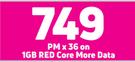 Apple iPhone 14 128GB Smartphone-On 1GB Red Core More Data