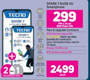 Tecno Spark 7 64GB 4G Smartphone-On Red Flexi 130