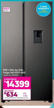 hisense 508l side by side fridge h670sit wd