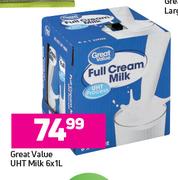Great Value UHT Milk-6 x 1Ltr