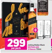 Johhny Walker Black Gift Pack With 2 Glasses-750ml Per Pack