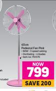 Logik 40cm Pedestal Fan Pink