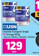 USN Creatine Tranport Grape Or Orange-650g Each