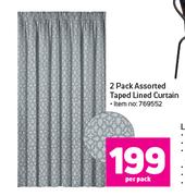 Taped Lined Curtain Assorted-2's Per Pack