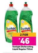 Sunlight Dishwashing Liquid Regular-For 2 x 750ml