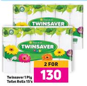 Twinsaver 1 Ply Toilet Rolls-For 2 x 15's