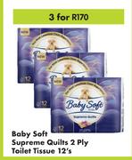 Baby Soft Supreme Quilts 2 Ply Toilet Tissue-For 3 x 12's