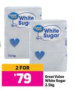 Great Value White Sugar-For 2 x 2.5kg