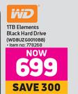 WD 1TB Elements Black Hard Drive (WDBUZG0010BB)