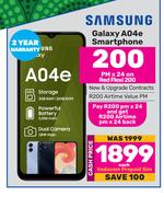 Samsung Galaxy A04e Smartphone-On Red Flexi 200